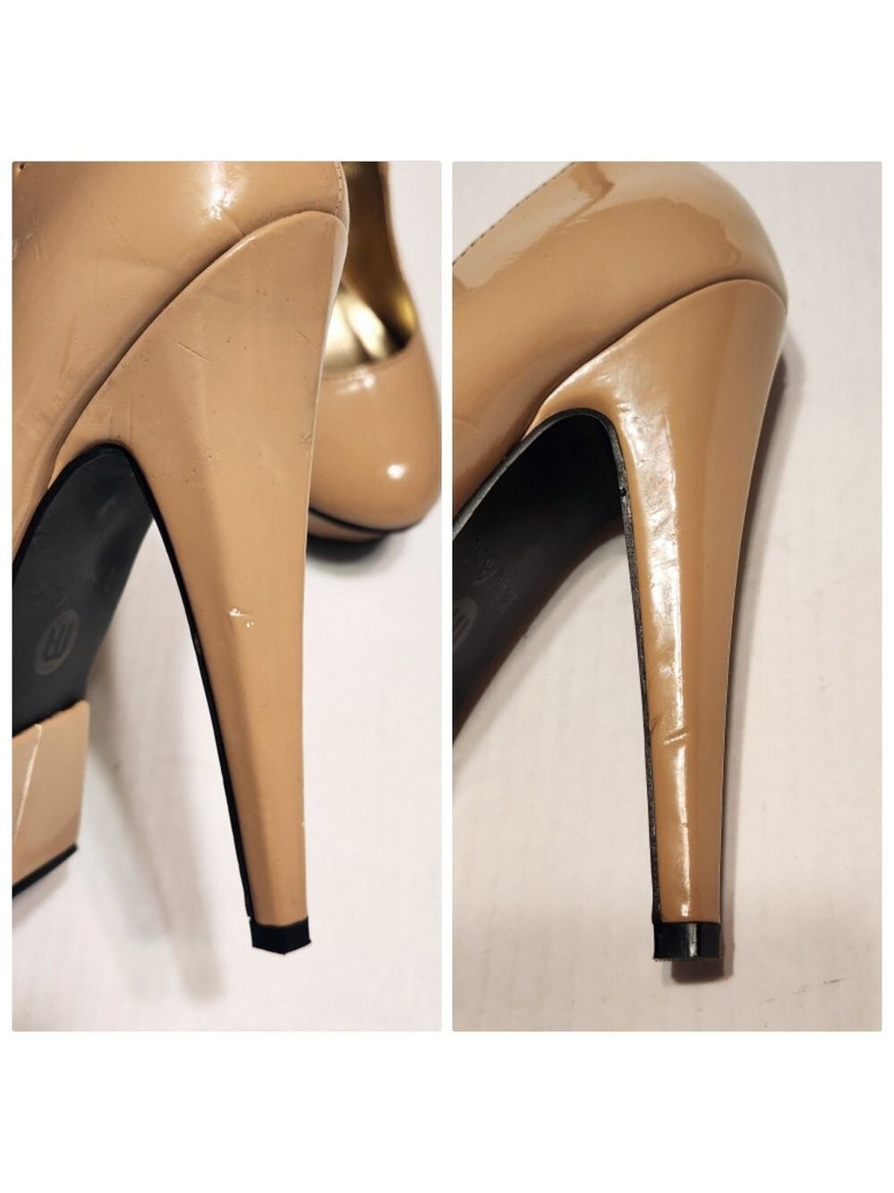 Michael Antonio Patent Leather Ankle Strap Platform Stiletto Heel Pump Beige 8 - Picture 10 of 12
